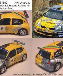 [CALCA] Renault Clio S1600 #6 A. Hevia Rally Mediterráneo 2004 / Winner Campeonato España Rallys (Ref. 069DECA43) 1:43 Kit Car 43