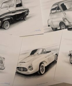 Carpeta con 5 láminas microcoches españoles Diego Serrano (S.Lim.numerada)