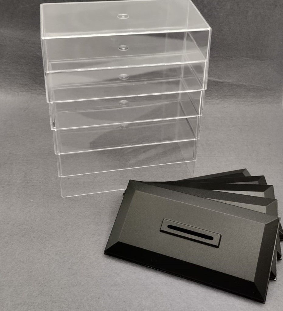 5 unidades vitrina/urna expositora individual transparente con base negra para coche 1/43 (150x75xh:60 mm.) 1:43 Promocional